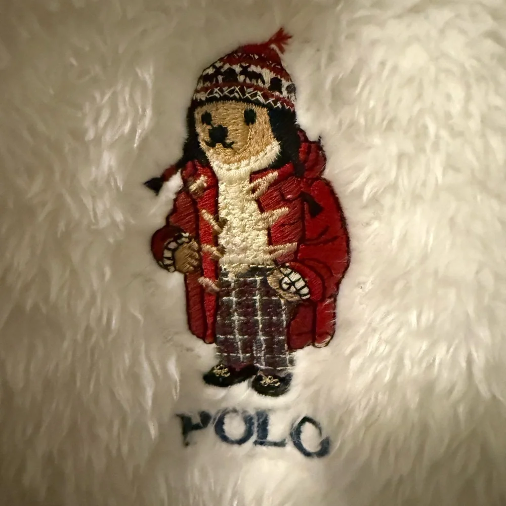 Polo by Ralph Lauren White Fleece Hoodie with Iconic Polo Bear - Picture 2 of 5